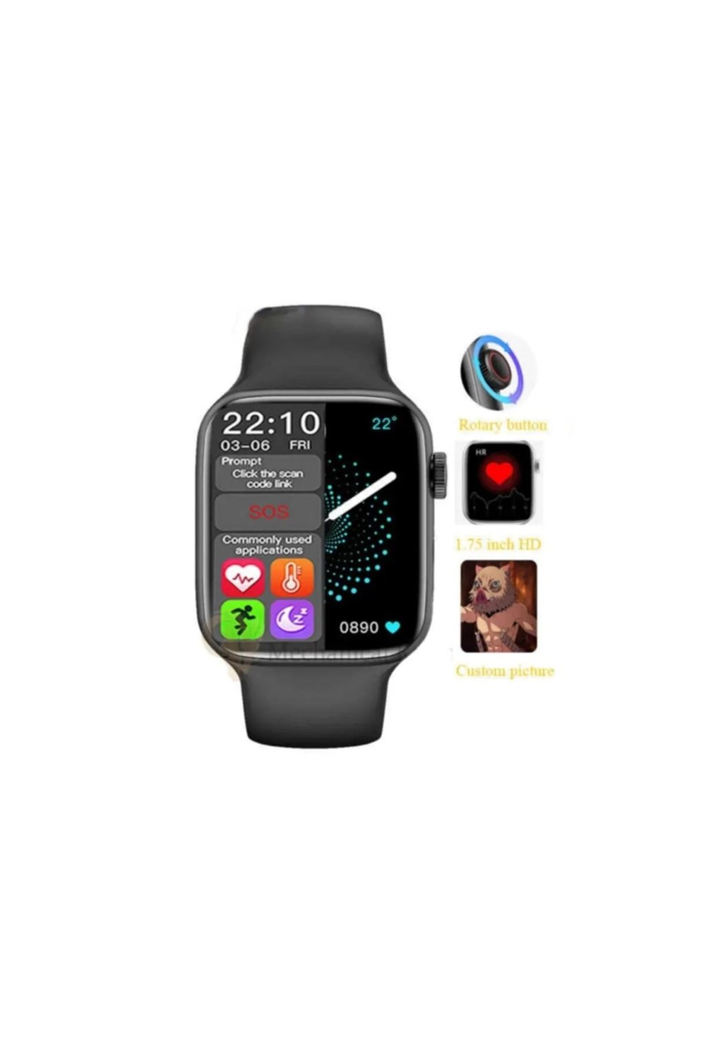 Hw22 Pd-a6 Smart Watch Dokunmatik Bluetooth Nabız Ölçme Sporcu Özellikli 1.75 Inç Akıllı Saat