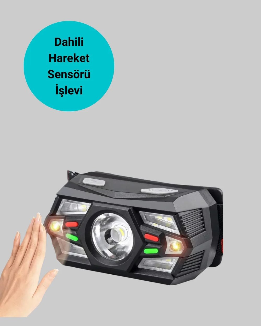 Kamp ve Yürüyüş İçin Sensörlü LED Kafa Feneri Ayarlanabilir