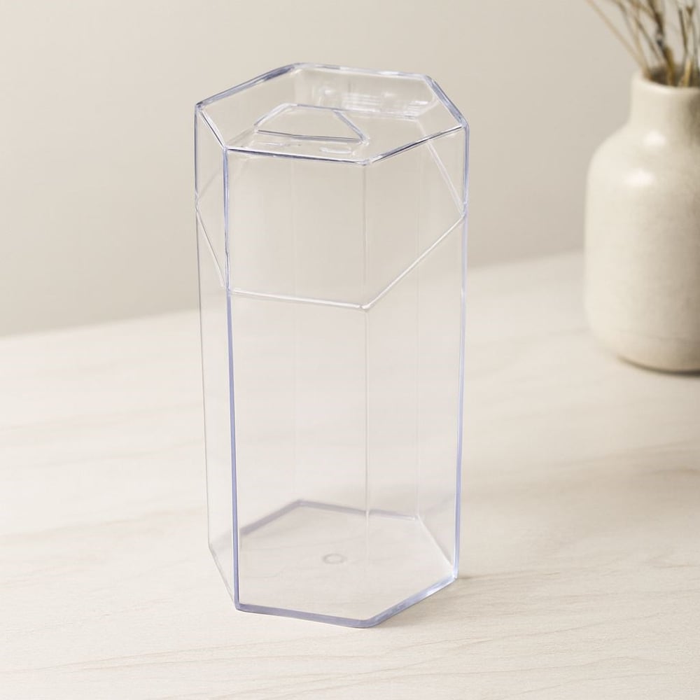 Kapaklı Makyaj Fırça Organizeri (6 Bölmeli) Mika Kristal Plastik 10x8.9x20 cm