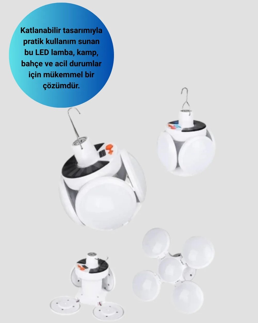 Katlanabilir 5 Kanatlı Solar LED Bahçe ve Kamp Lambası