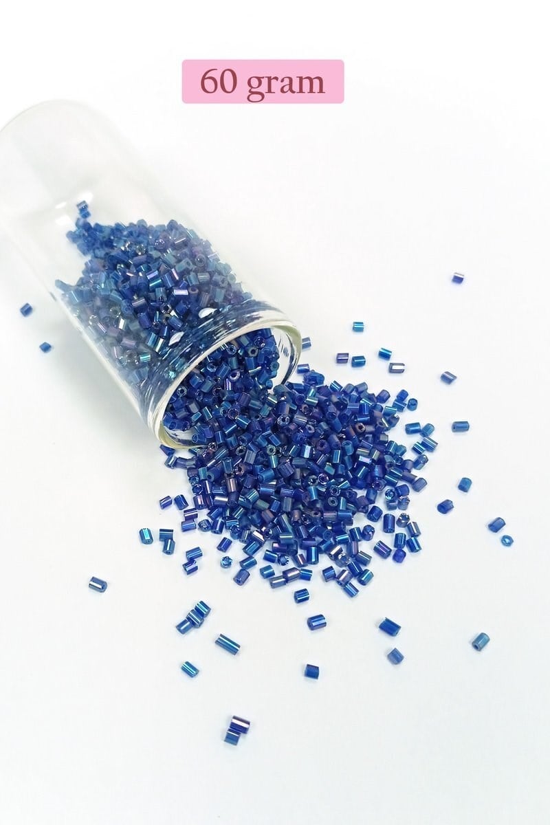 Kesme Cam Boncuk 2mm - 60 Gram - Koyu Mavi - BNC392