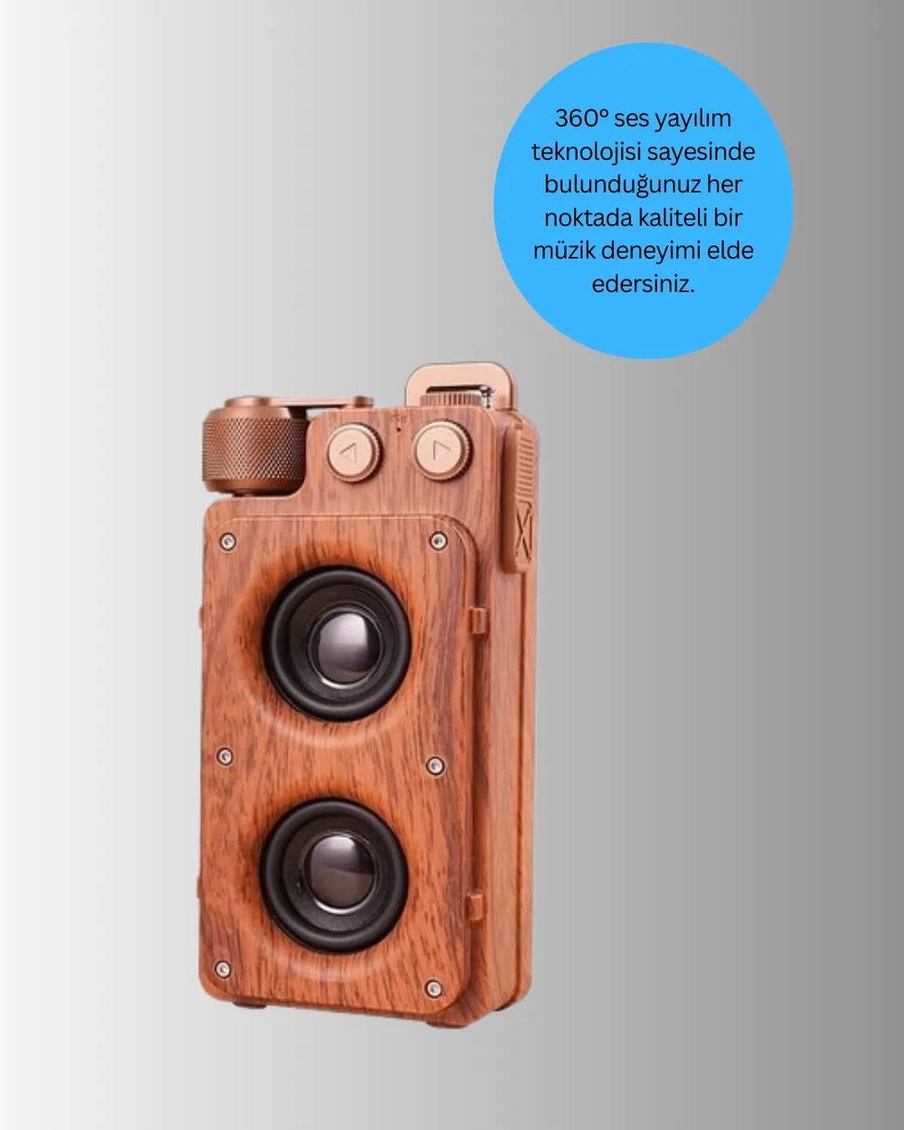 Klasik Görünümlü Bluetooth Hoparlör 360 Derece Stereo ve FM Radyo