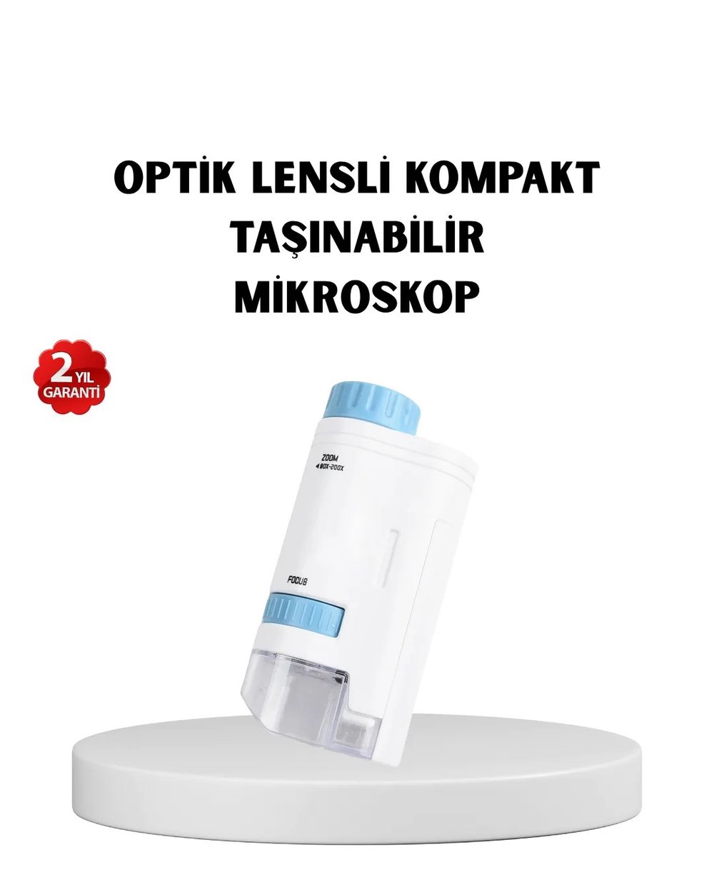 LED Işıklı Mikroskop 80X–200X Zoom Eğitici Bilim Seti ve Taşınabilir