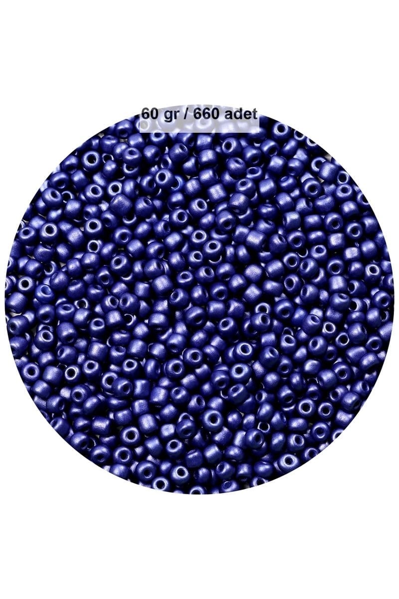 Lacivert Renk 4 mm Yaklaşık 660 adet / 60 gram Cam Boncuk Oya Yazma Bileklik ve Kolye