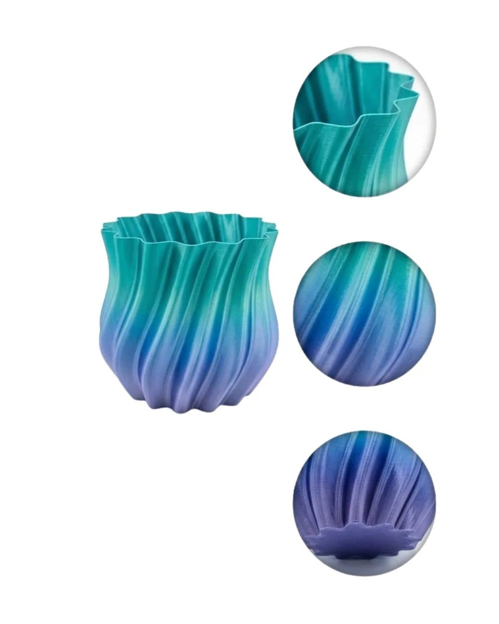 Mavi Degrade Kıvrımlı 3D Vazo Minimal Modern Ev Dekoru