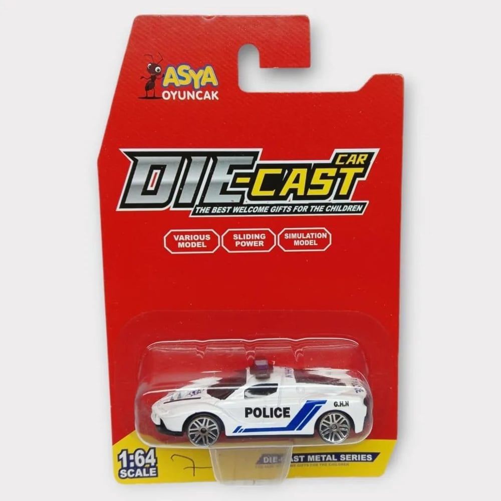 Metal Mini Polis Arabası 8 cm
