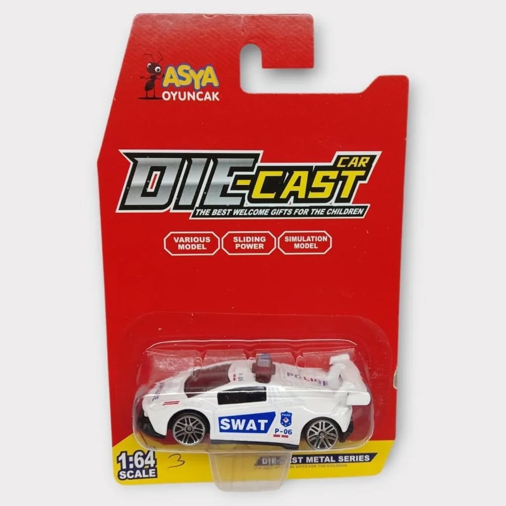 Metal Mini Polis Arabası 8 cm