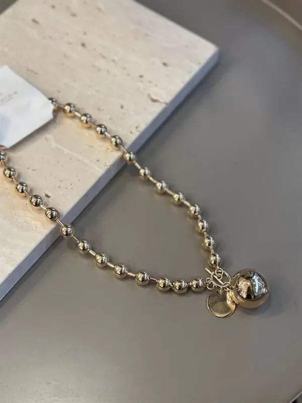 Metal Top Kolye - Altın