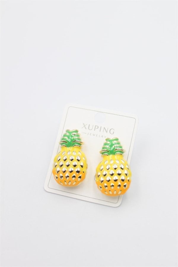 Mineli Ananas Küpe - Altın
