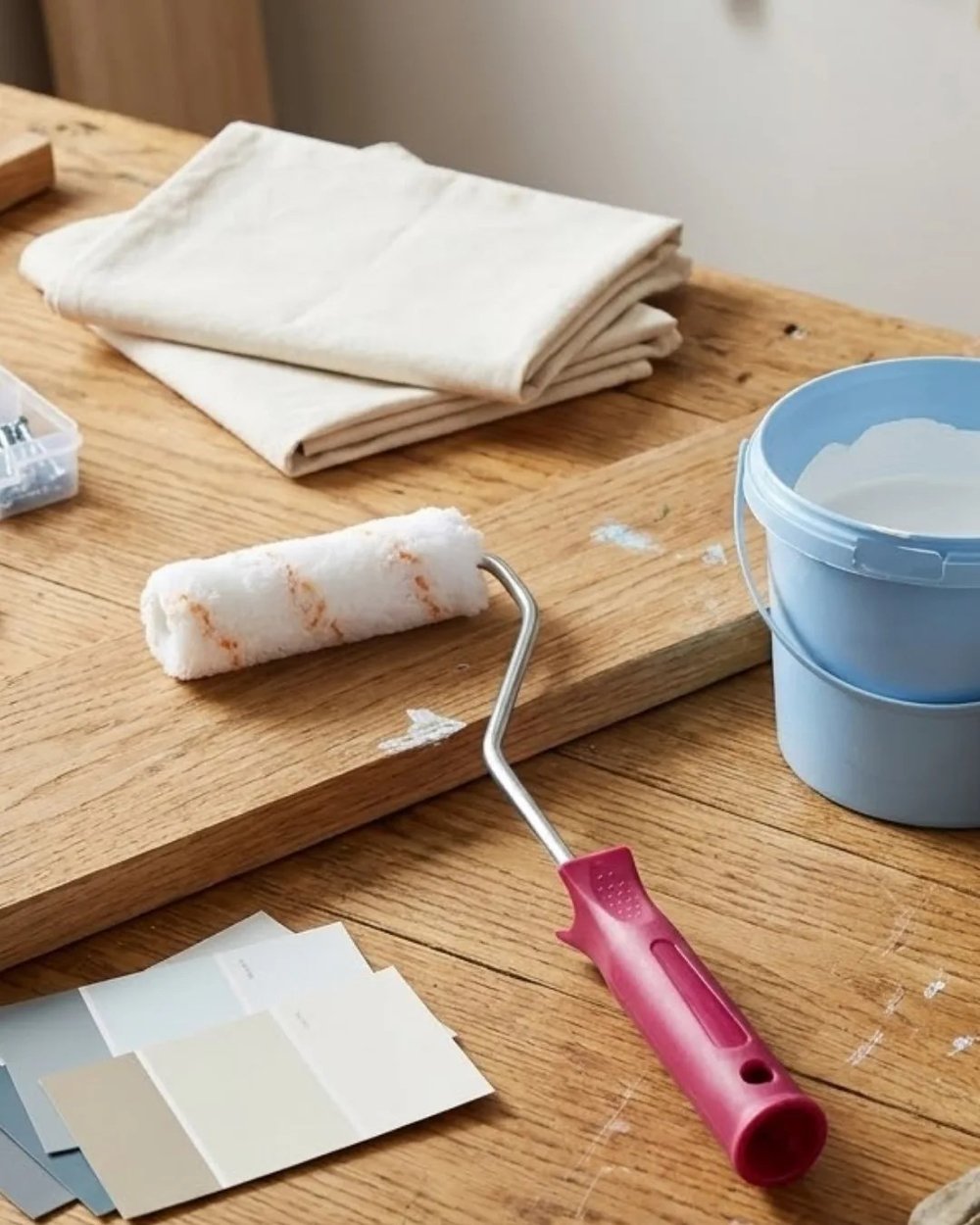 Mini Boya Fırça Seti 10 Cm Rulo Fırça 6 Adet Yedek Rulo Hediyeli Duvar Boyama Aparatı