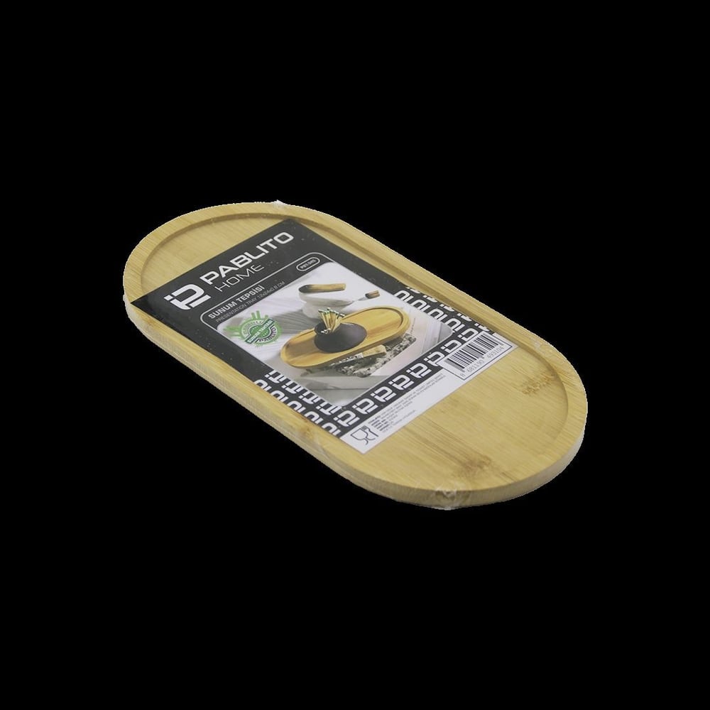 Oval Ahşap Bambu Yağdanlık Altlık ve Sunum Tepsisi 12x24x0.8 cm