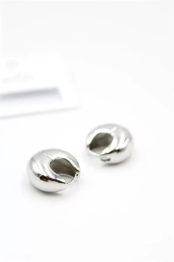Oval Halka Küpe - Gümüş