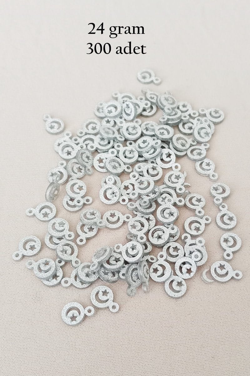 Oya Abiye Bileklik Kolye Pleksi Metalik Plastik Pul Gümüş Renk 24 gram 300 adet - BNC576