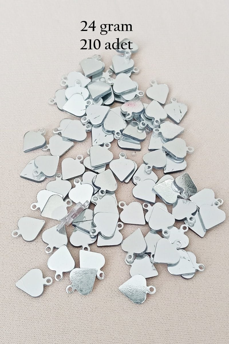 Oya Abiye Bileklik Kolye Pleksi Metalik Plastik Pul Gümüş Renk 24 gram 210 adet - BNC590