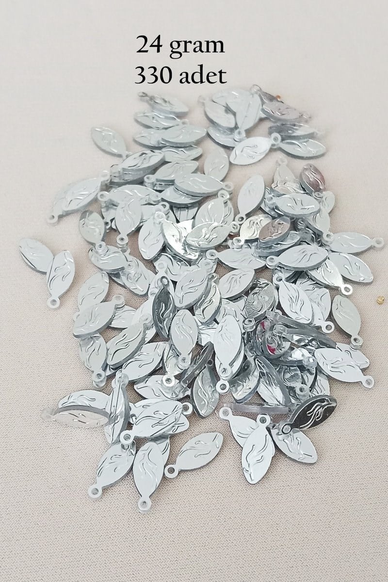 Oya Abiye Bileklik Kolye Pleksi Metalik Plastik Pul Gümüş Renk 24 gram 330 adet - BNC575