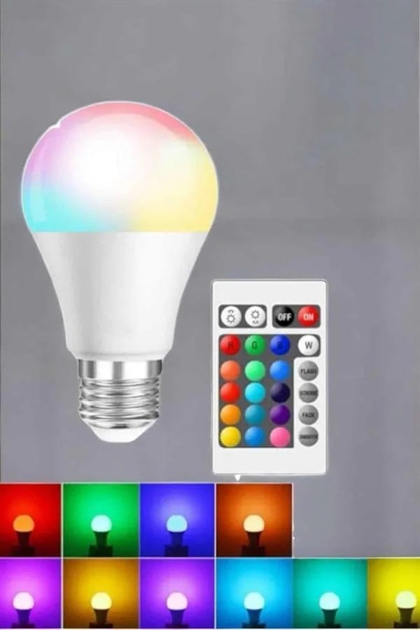 RGB Led Lamba Led Işık Ampul Renk Değiştirebilen 100 Watt