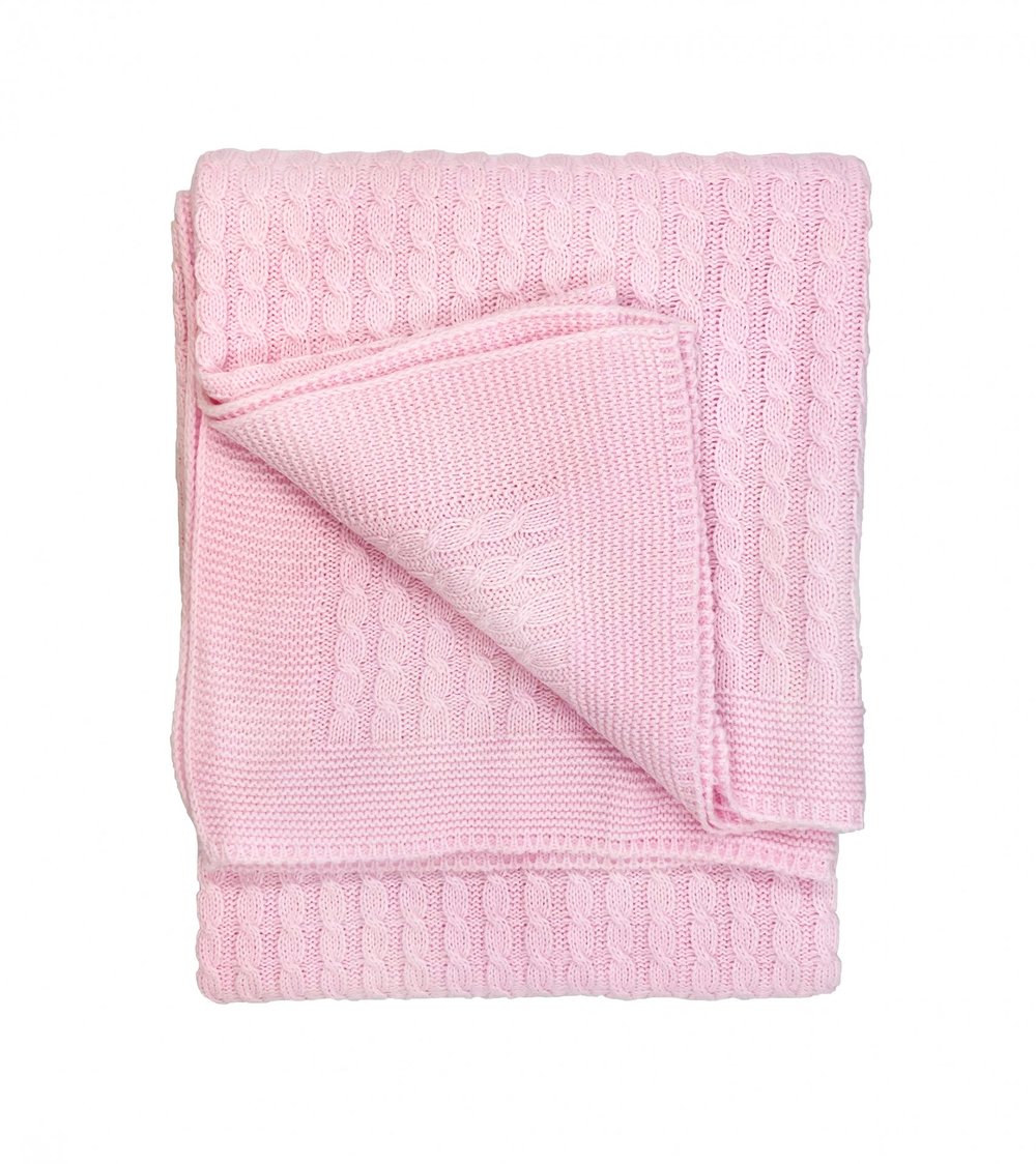 Sema Baby Saç Örgü Triko Bebek Battaniye - Pembe