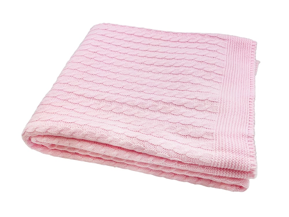 Sema Baby Saç Örgü Triko Bebek Battaniye - Pembe