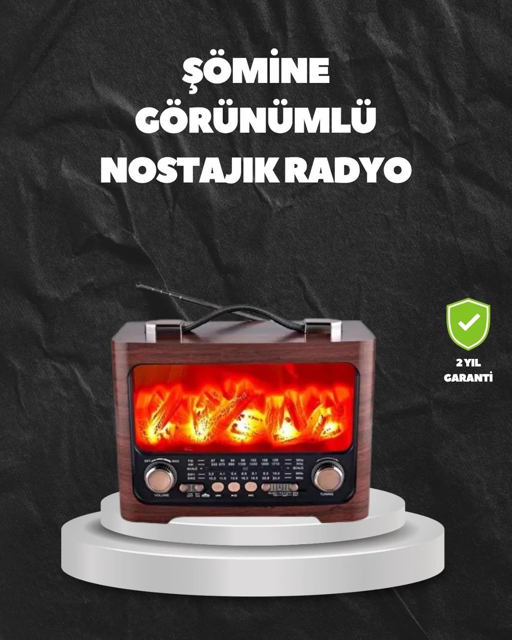 Solar Şarjlı Şömine Işıklı Bluetooth Hoparlör – Radyo, USB, TF Kart Destekli