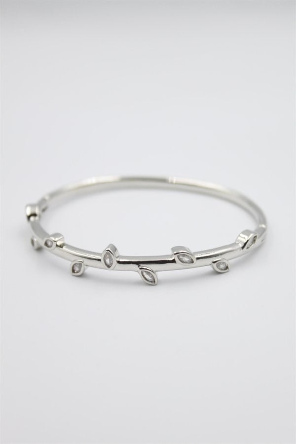 Taşlı Vip Bilezik - Gümüş