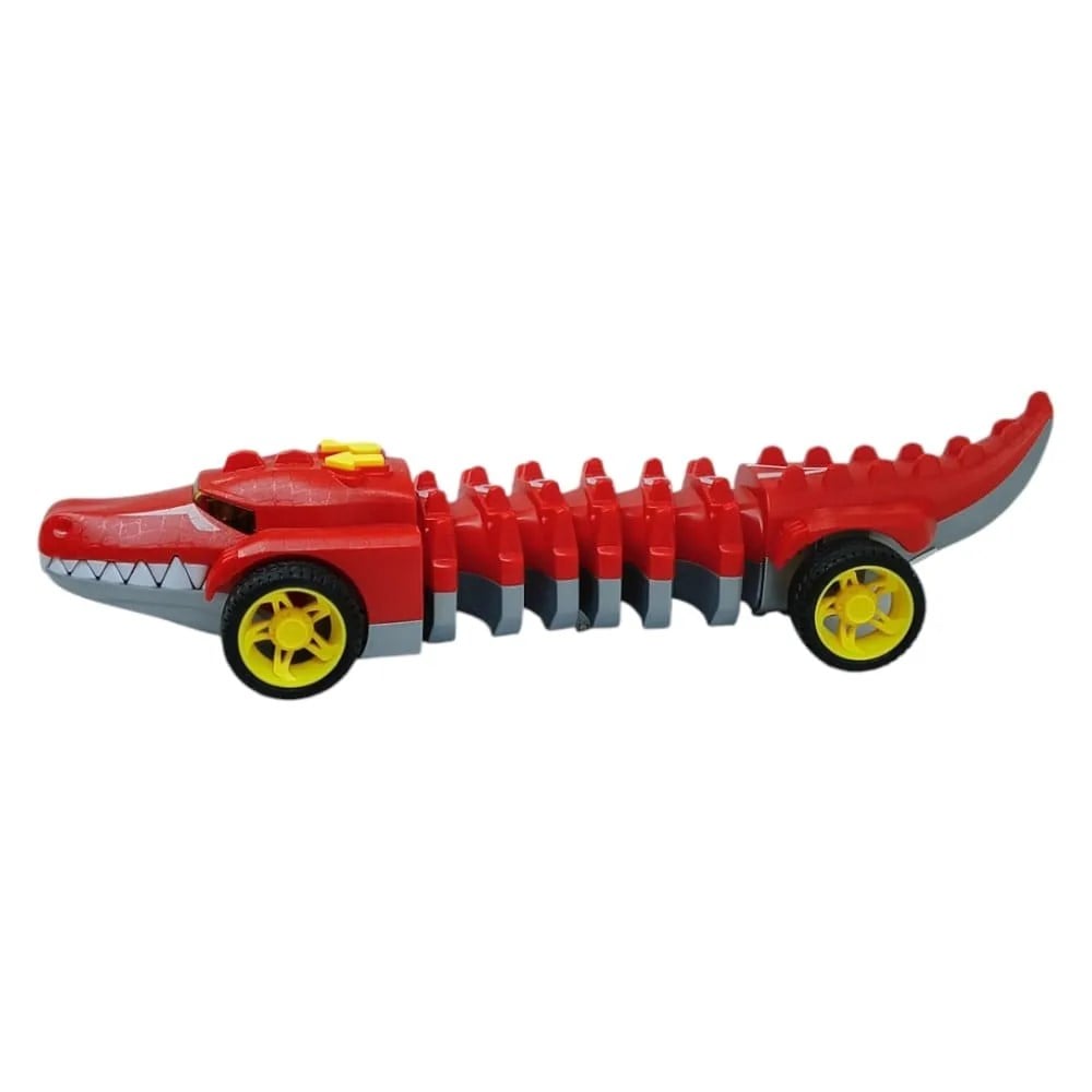 Timsah Araba - Otomatik Hareketli Sesli Işıklı 32 cm - Kırmızı Timsah