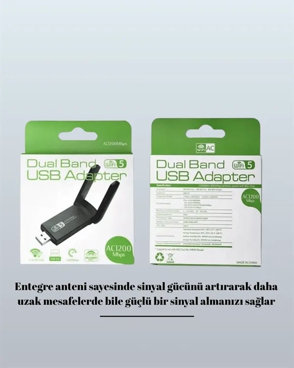 USB 3.0 Wireless Adaptör – 2.4GHz & 5GHz Destekli