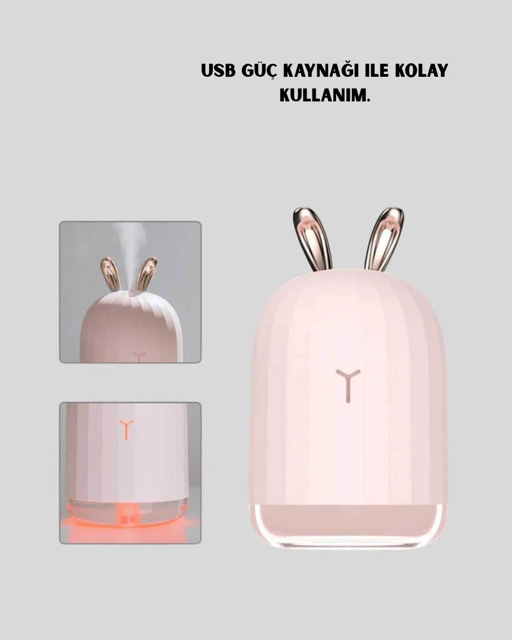 USB Bağlantılı Sessiz Çalışan LED Işıklı Nemlendirici Difüzör 200 ml