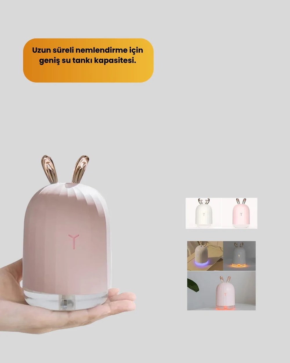 USB Bağlantılı Sessiz Çalışan LED Işıklı Nemlendirici Difüzör 200 ml