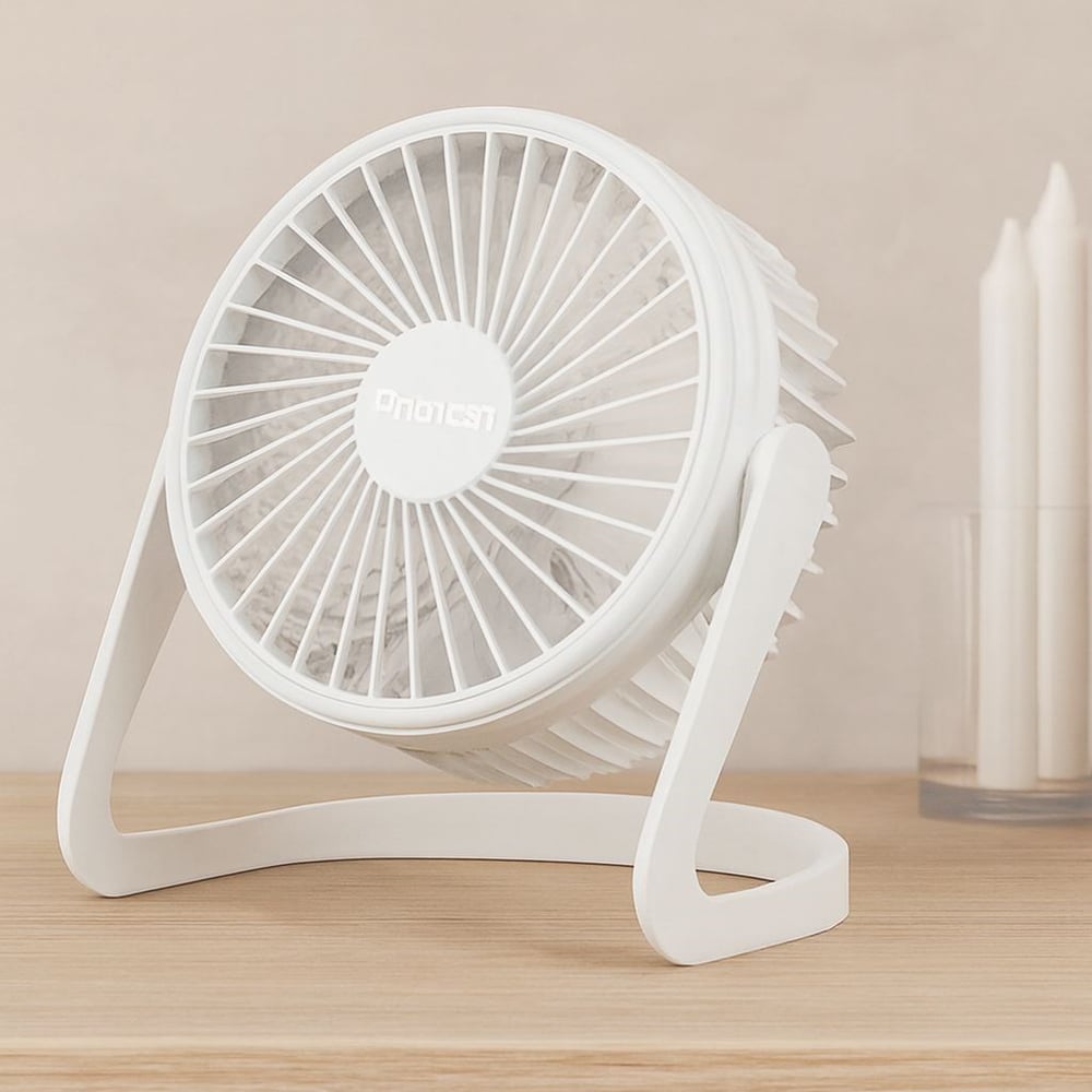 USB Şarjlı Masaüstü Fan 14.5x14.1 cm PVC Gövde