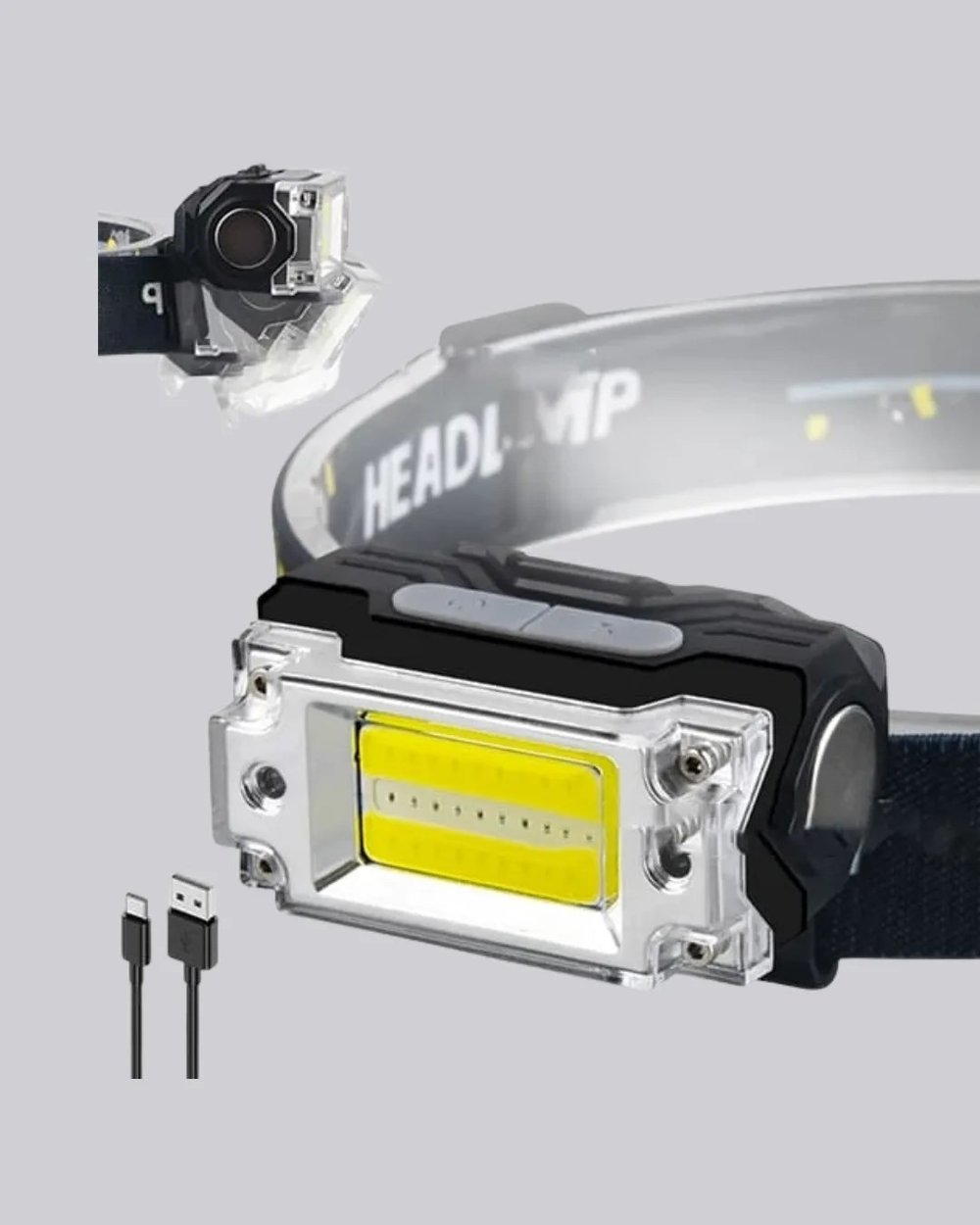 USB Şarjlı Mini LED KAFA Feneri 50m Odak 150m Geniş Aydınlatm