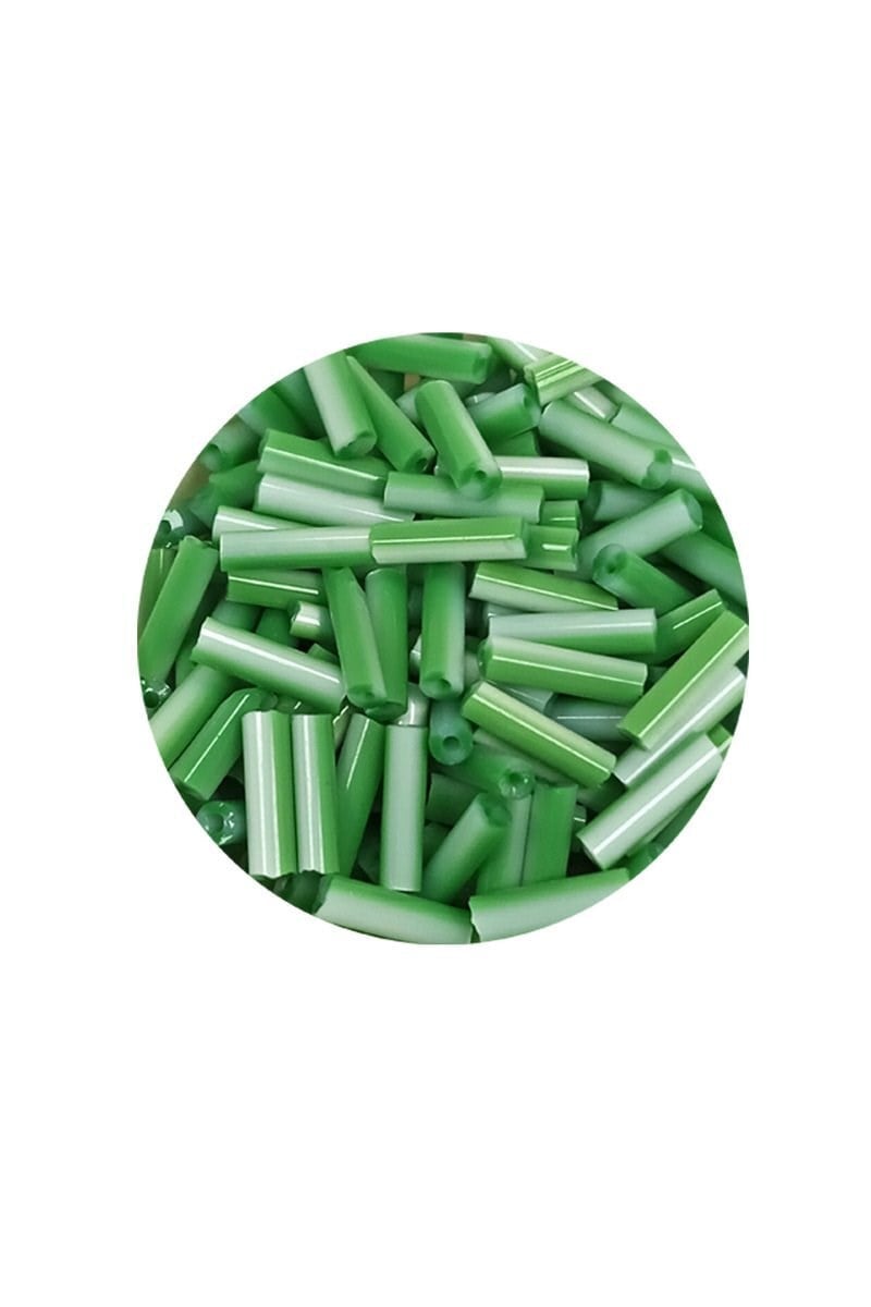 Uzun Boru Kesme Boncuk Çap 2mm Uzunluk 10 mm - 60 Gram - Yeşil Beyaz - BNC286