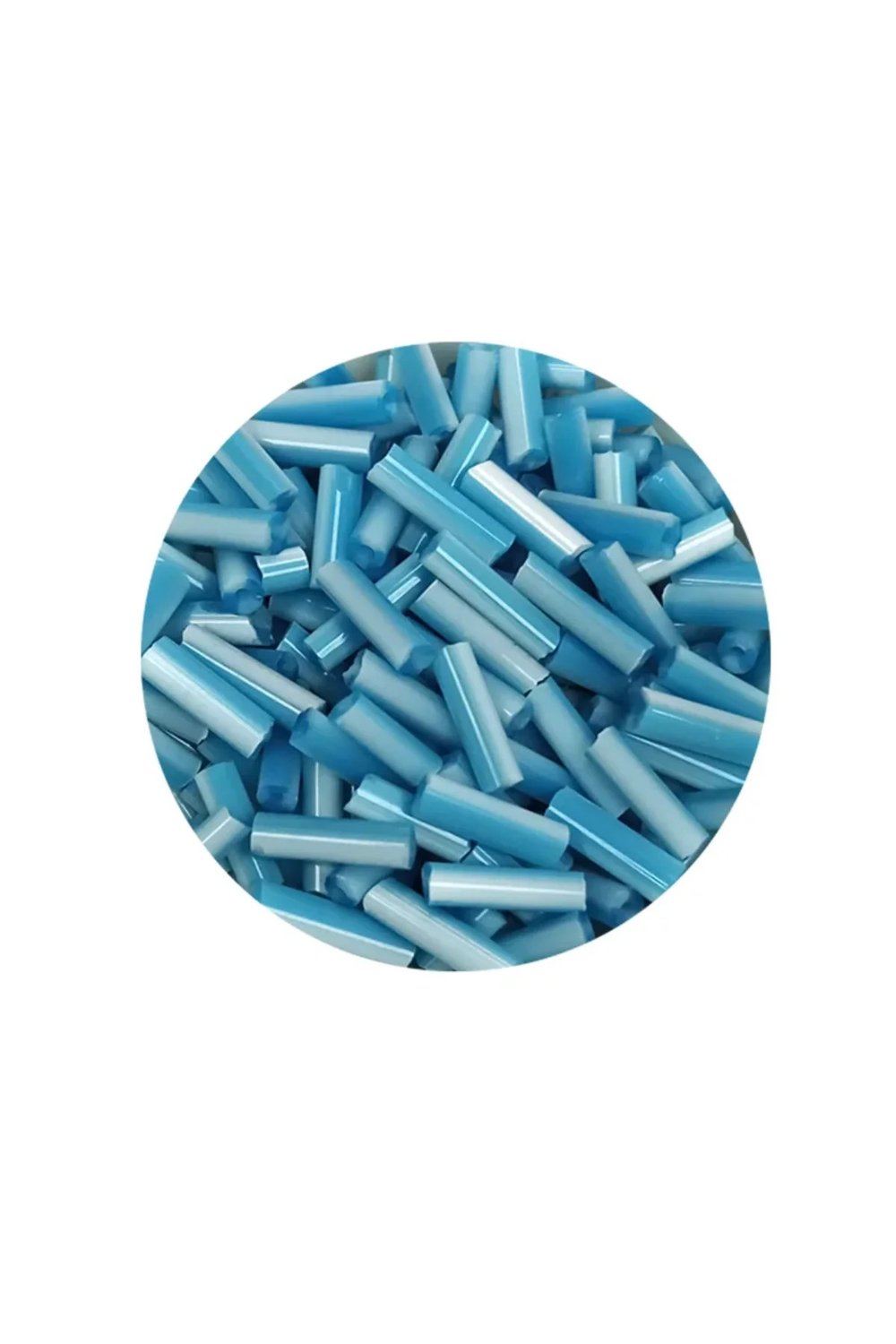 Uzun Boru Kesme Boncuk Çap 2mm Uzunluk 10 mm - 20 Gram - Açık Mavi Beyaz - BNC240