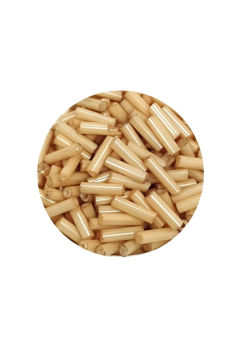 Uzun Boru Kesme Boncuk Çap 2mm Uzunluk 10 mm - 60 Gram - Koyu Krem - BNC268