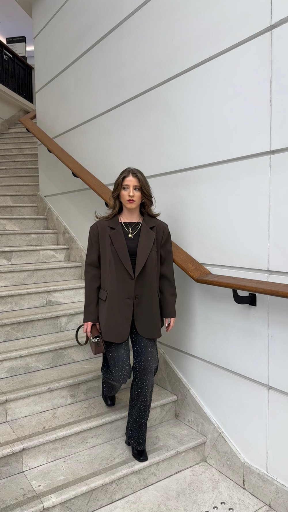 Vatkalı Oversize Kahve Blazer -DIŞ GİYİM