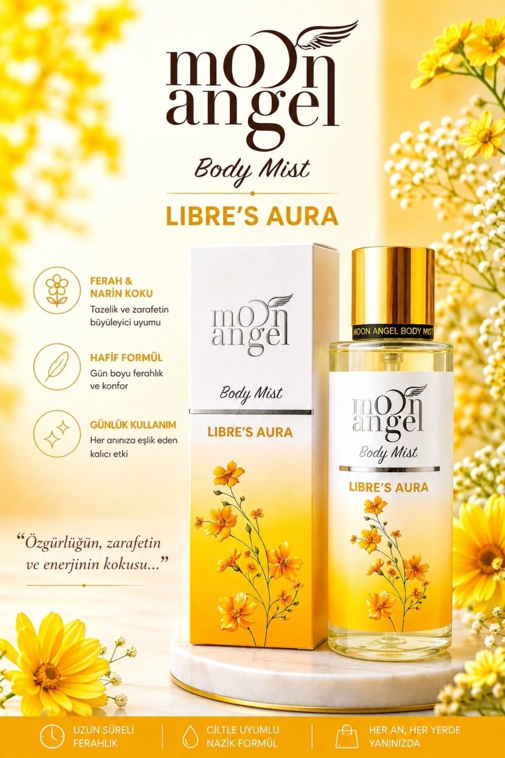 Moon Angel Kadın Parfümlü Body Mist Libre`s Aura 250 ml Vücut SpreyiMoon Angel