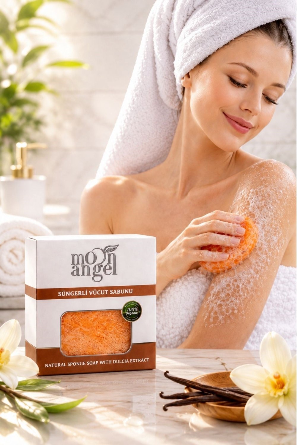 Moon Angel Süngerli Sabun Doğal Güzellik Sabunu Dulcia Extract Vücut SabunMoon Angel