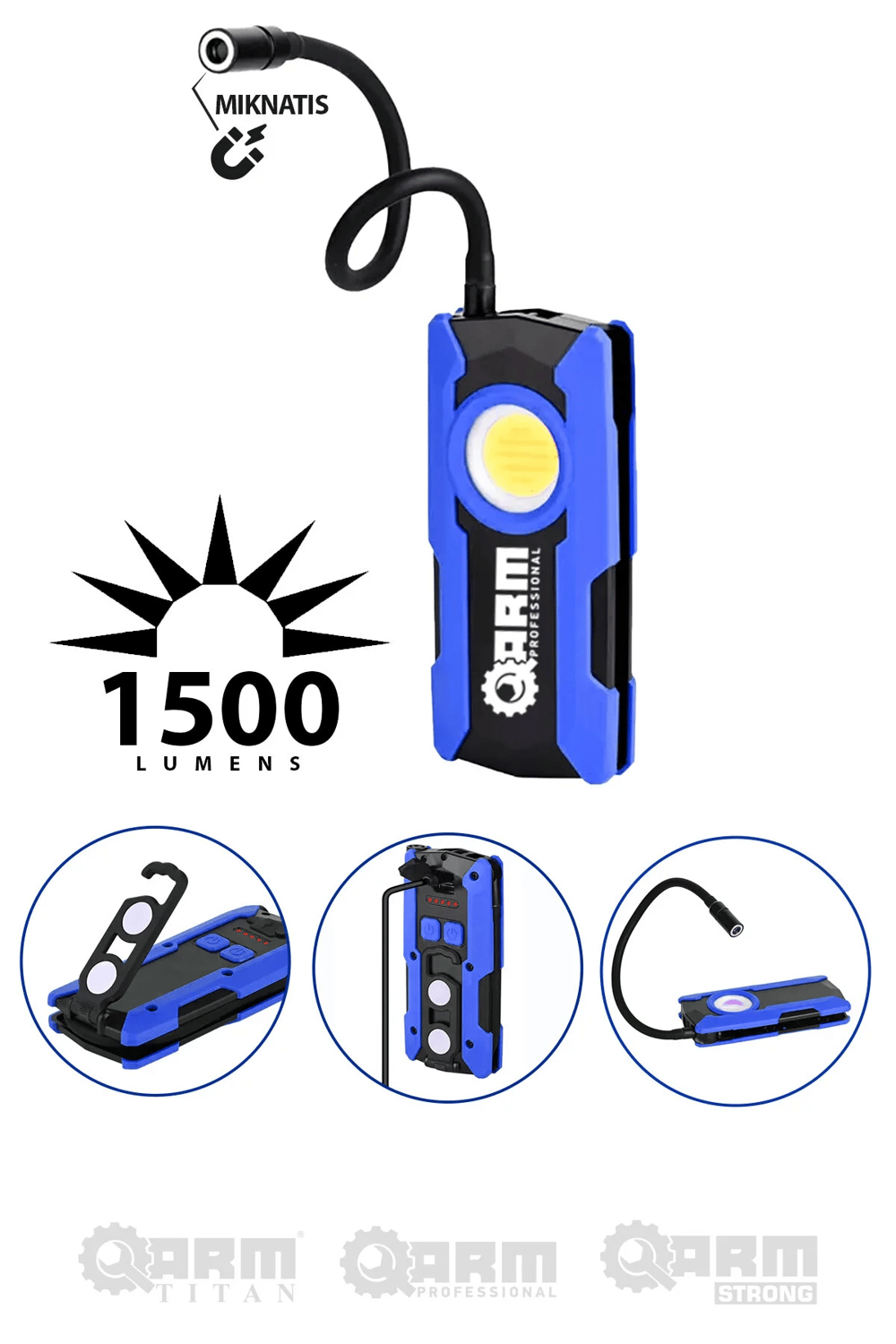 ESEN380 ARM Professional Şarjlı LED Esnek Başlıklı Çalışma Lambası