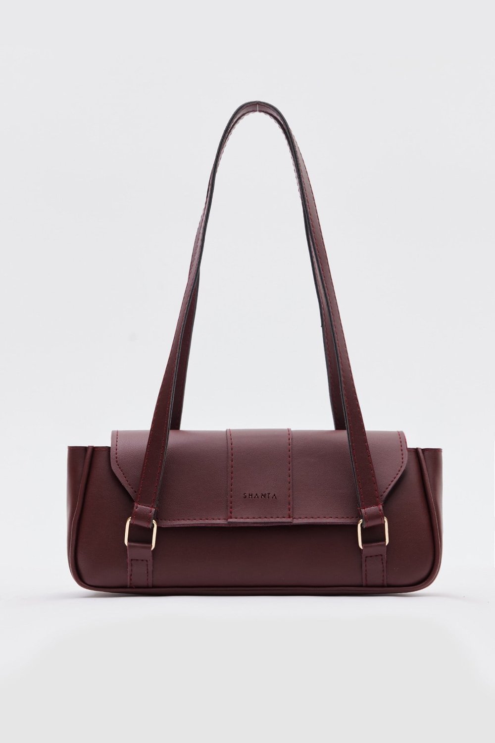 Bordo D59 Fermuarlı Modern Minimal Tasarımlı Uzun Askılı Geniş Hacimli Günlük Kadın El ve Omuz Çantası
