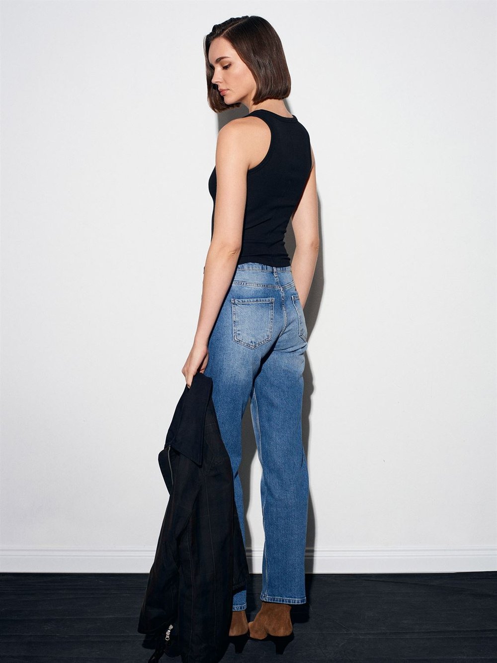 Likralı Wide Leg Jean-Mavi