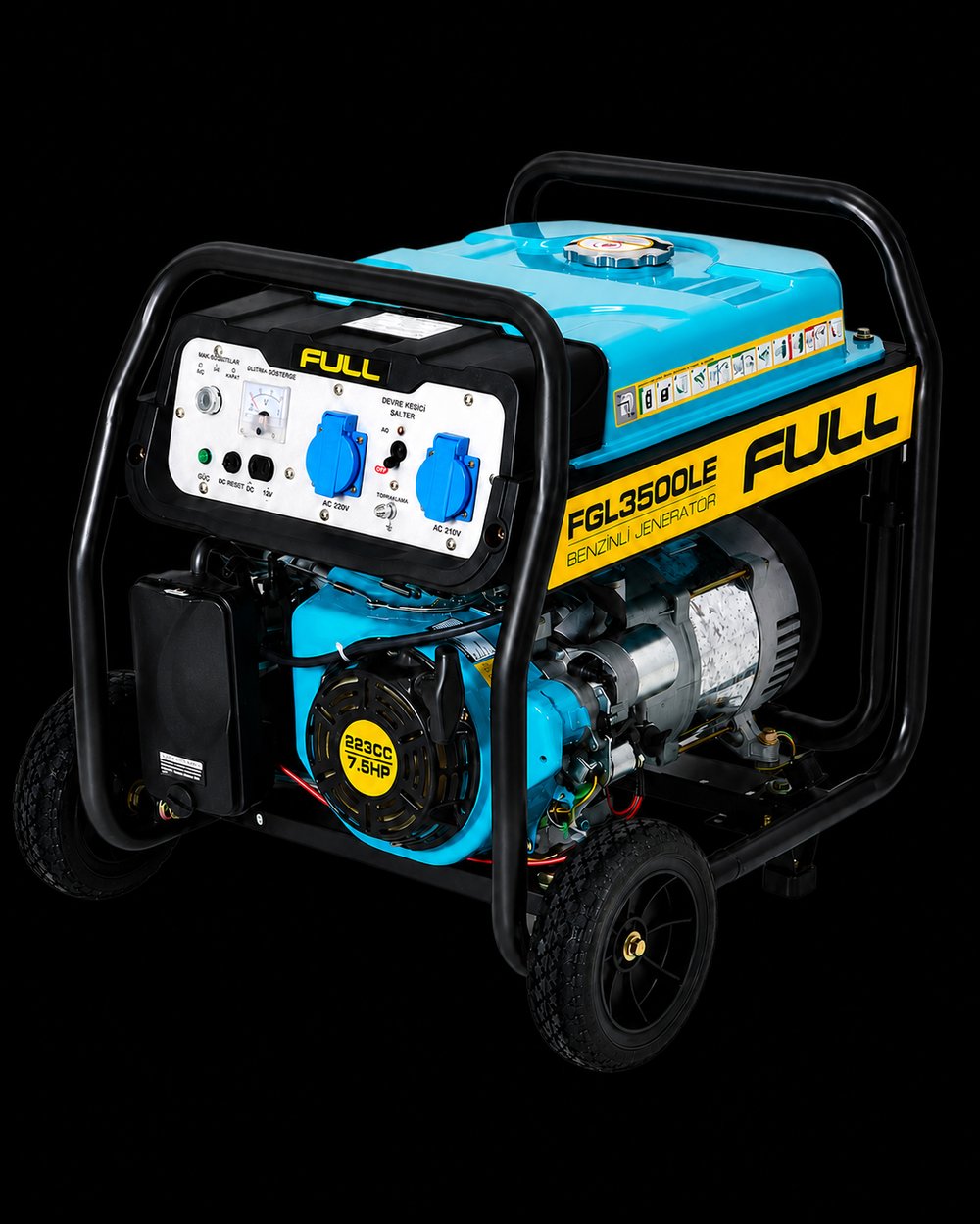 Full FGL3500LE - Benzinli Jeneratör (2.8/3.5 KW, İpli-marşlı, Monofaze, Mavi)