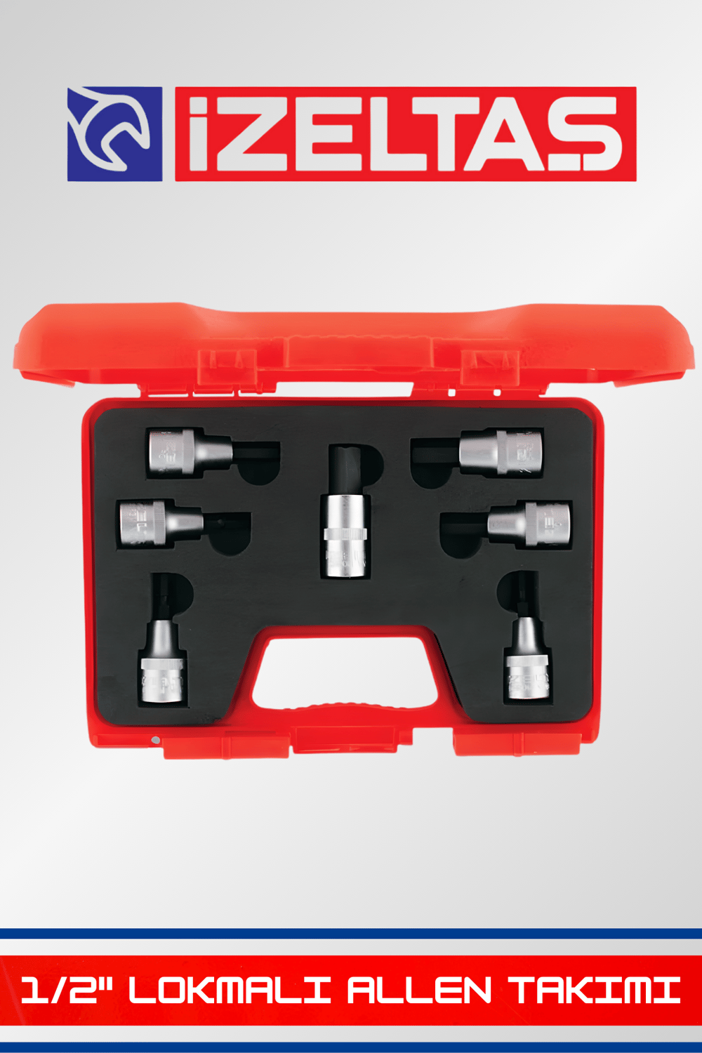 İzeltaş 1/2'' Lokmalı Allen Takımı 6 Köşe  7 Parçalı
