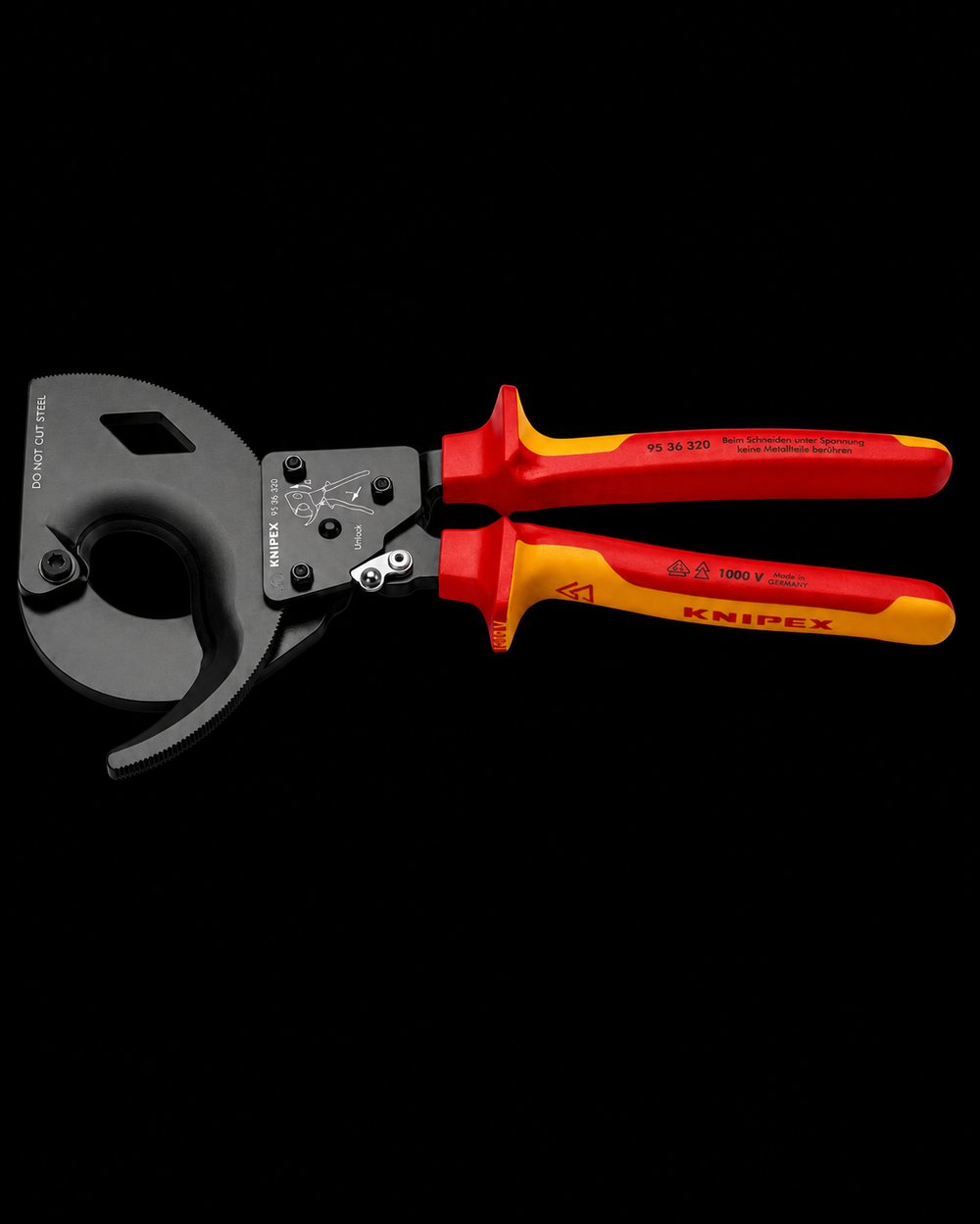 Knipex 95 36 320 - İzoleli Cırcırlı Kablo Kesme Makası (320 MM, 1000 V)