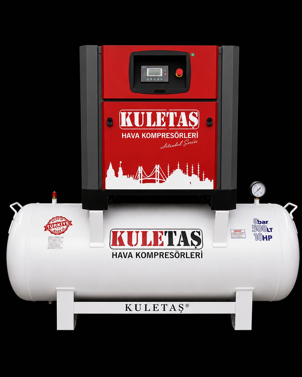 Kuletaş - Vidalı Kompresör (500 LT, 12 BAR, 10 HP, Depo Üzeri)