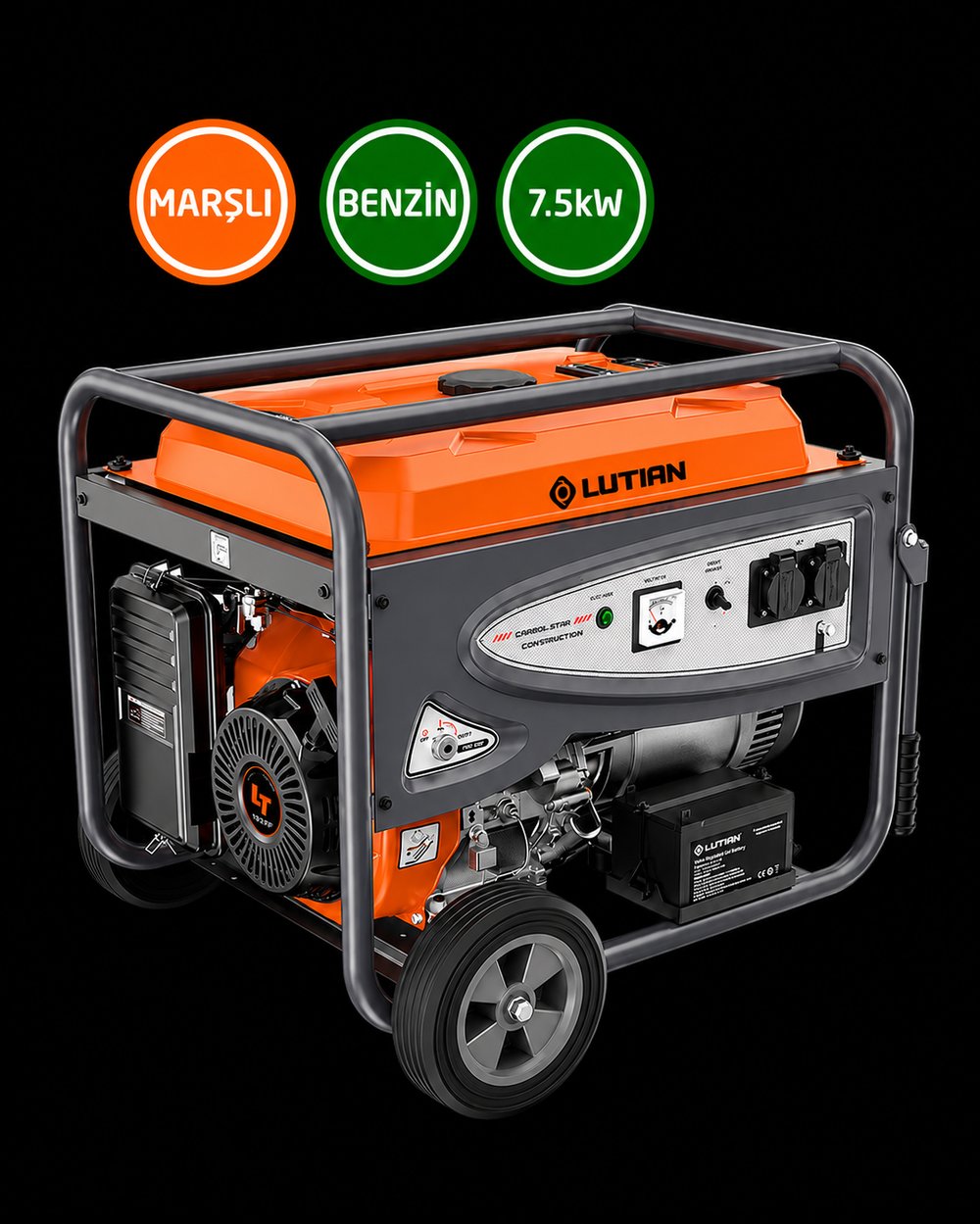 Lutian LT9000EN-4 (LTJB109M) - Benzinli Jeneratör (7.5 KW, 220 V, Marşlı, Sarı)