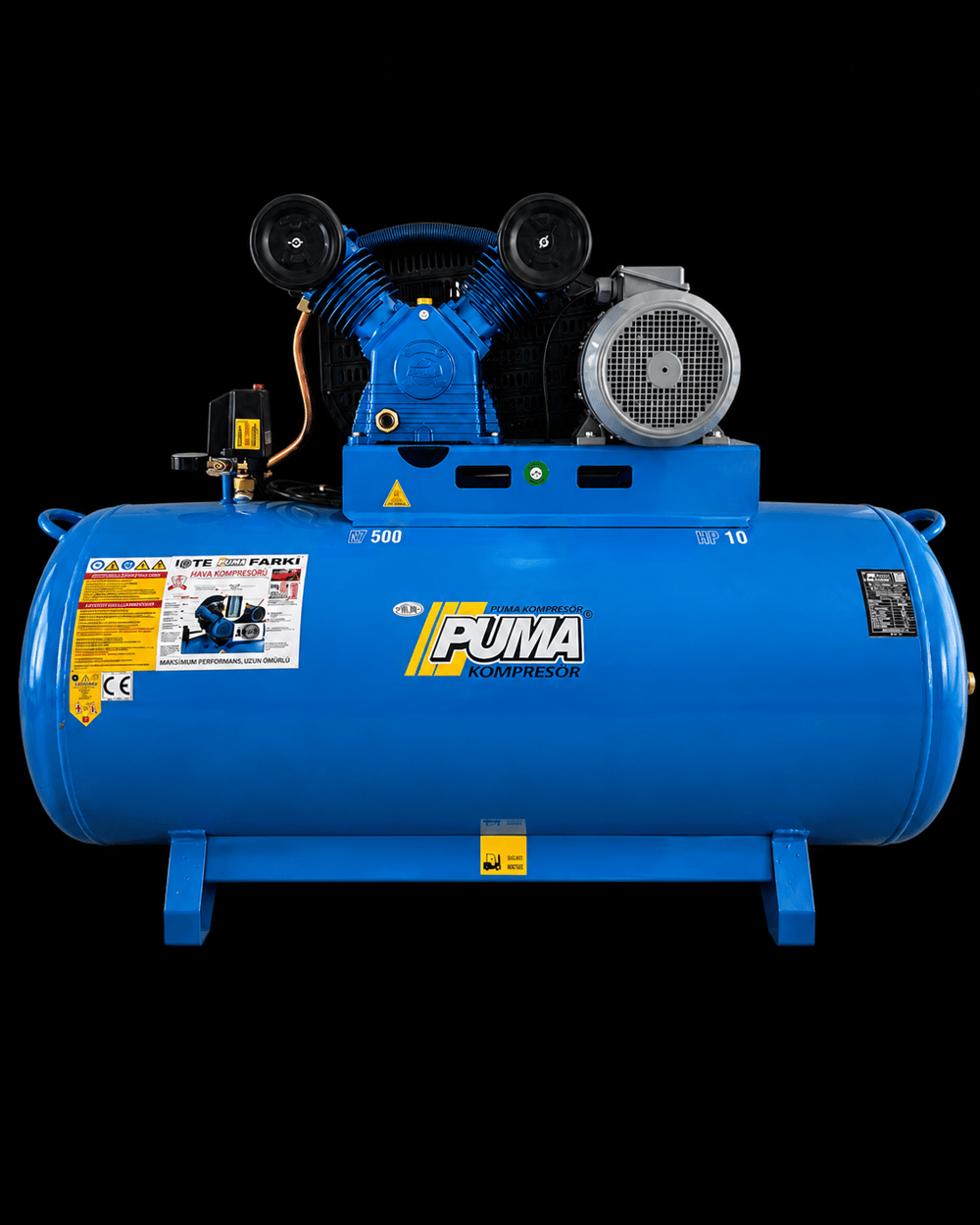 Puma PE75/500-7.5 - Kompresör (500 LT, 8 BAR, 7.5 HP, Döküm 3 Kafa, Piston 75 MM)