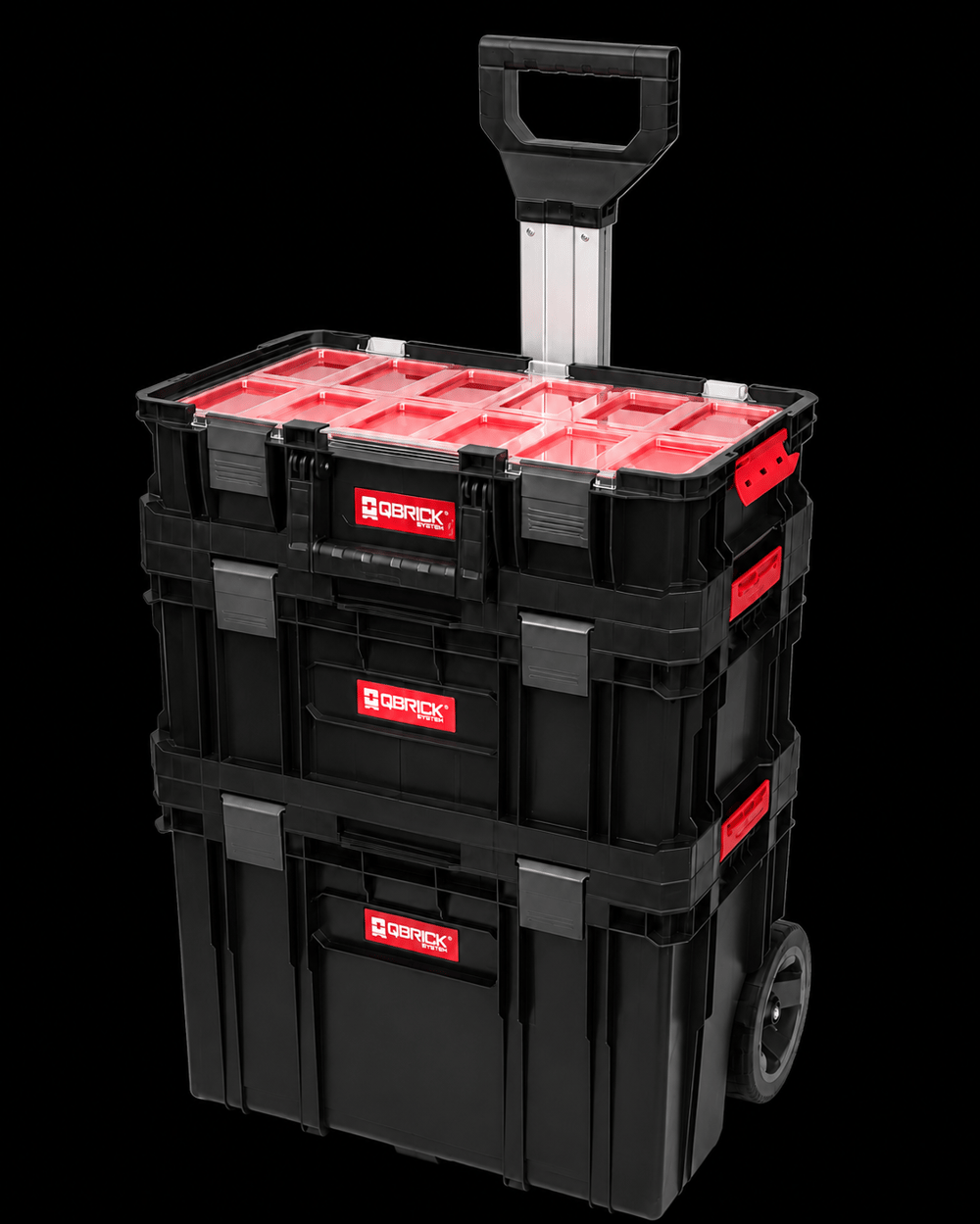 Qbrick Two Set Plus Varıo - 3 Katlı Takım Çantası Seti (530x380x690 MM, Siyah-kırmızı)