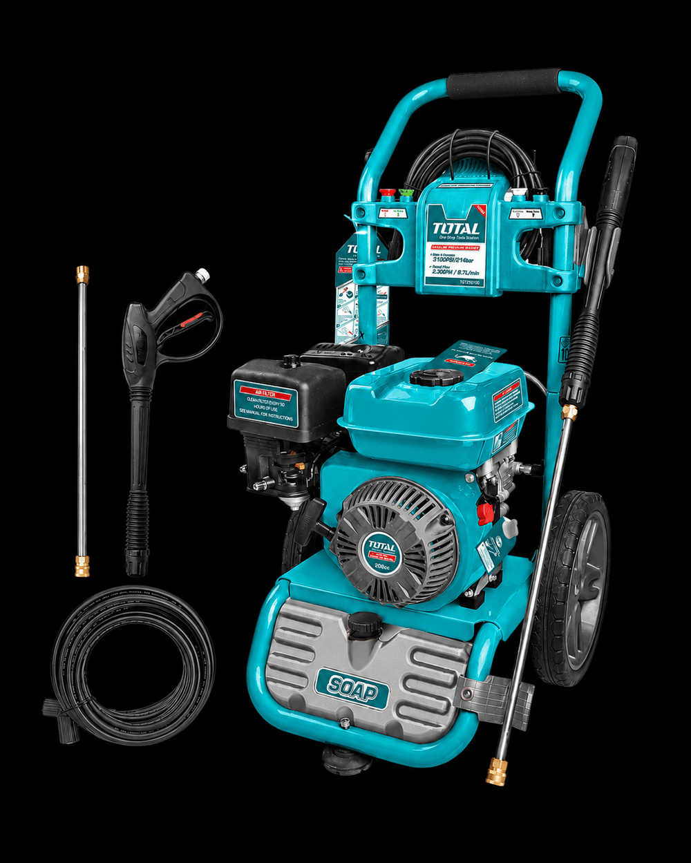 Total TGT250105E - Benzinli Yüksek Basınçlı Yıkama Makinesi (214 BAR, 6 HP)