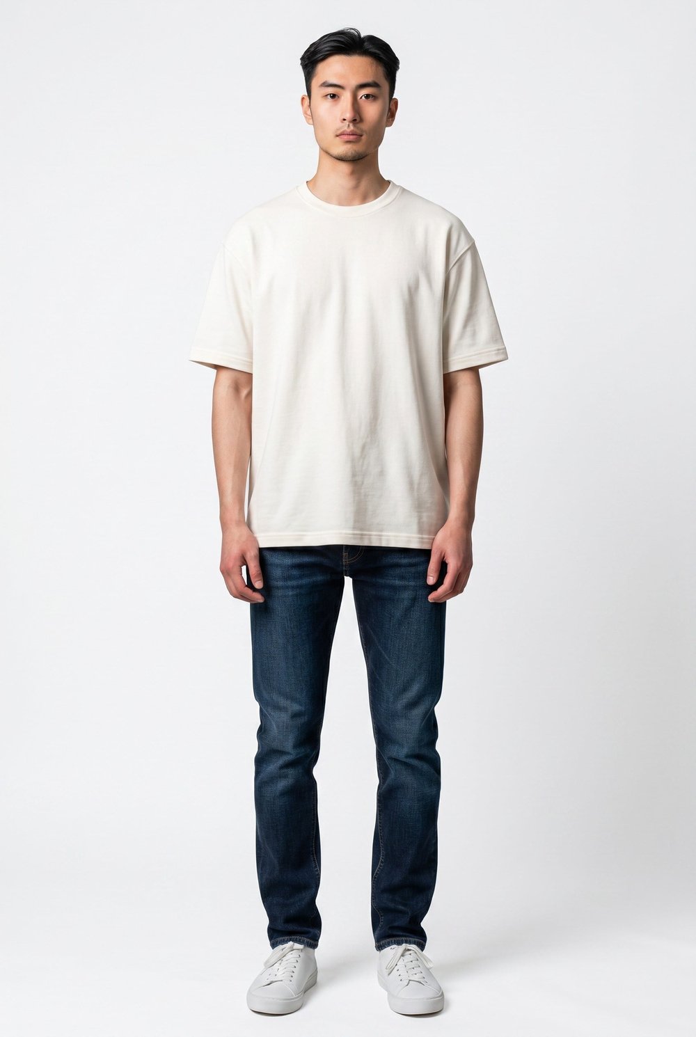 Bisiklet Yaka Beyaz Modal Basic T-shirt