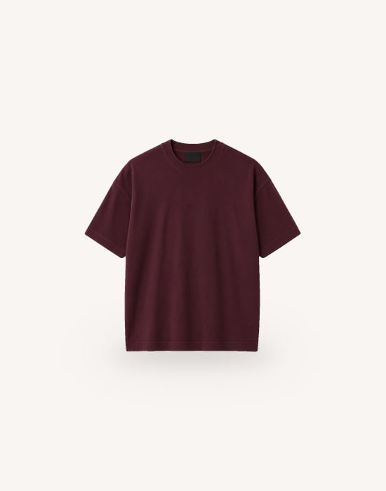 Bisiklet Yaka Kısa Kollu Modal Bordo Basic T-shirt