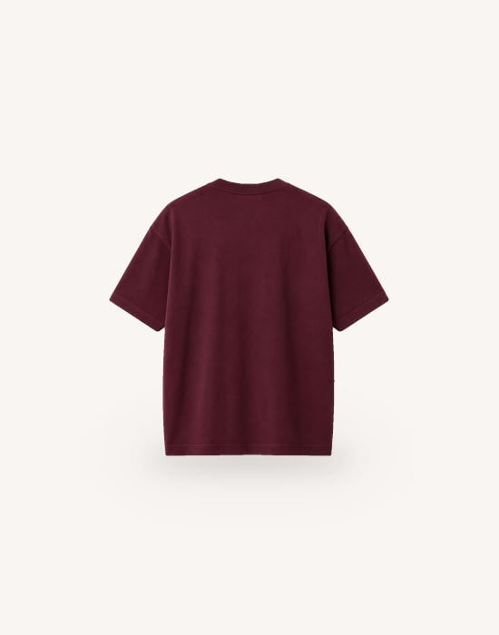 Bisiklet Yaka Kısa Kollu Modal Bordo Basic T-shirt